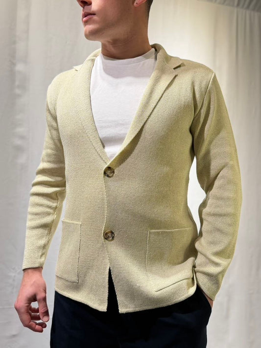 OVER-D Giacca cardigan con due bottoni beige OVER-D