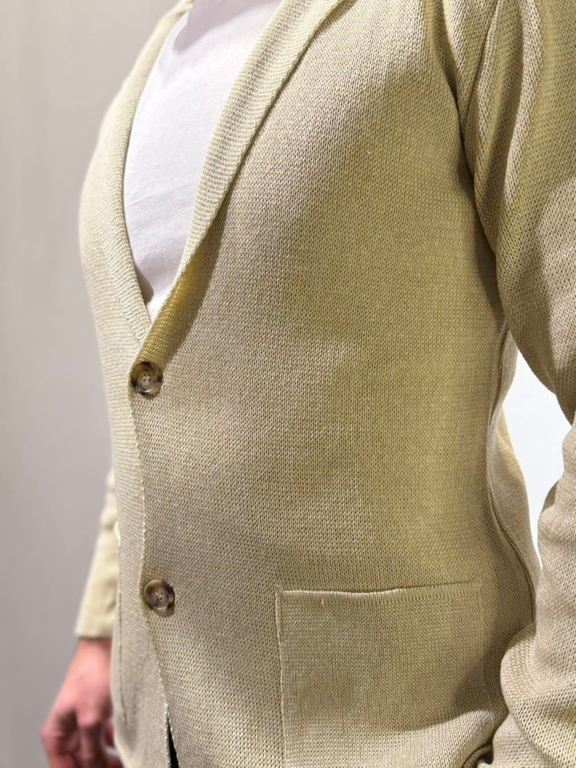 OVER-D Giacca cardigan con due bottoni beige OVER-D