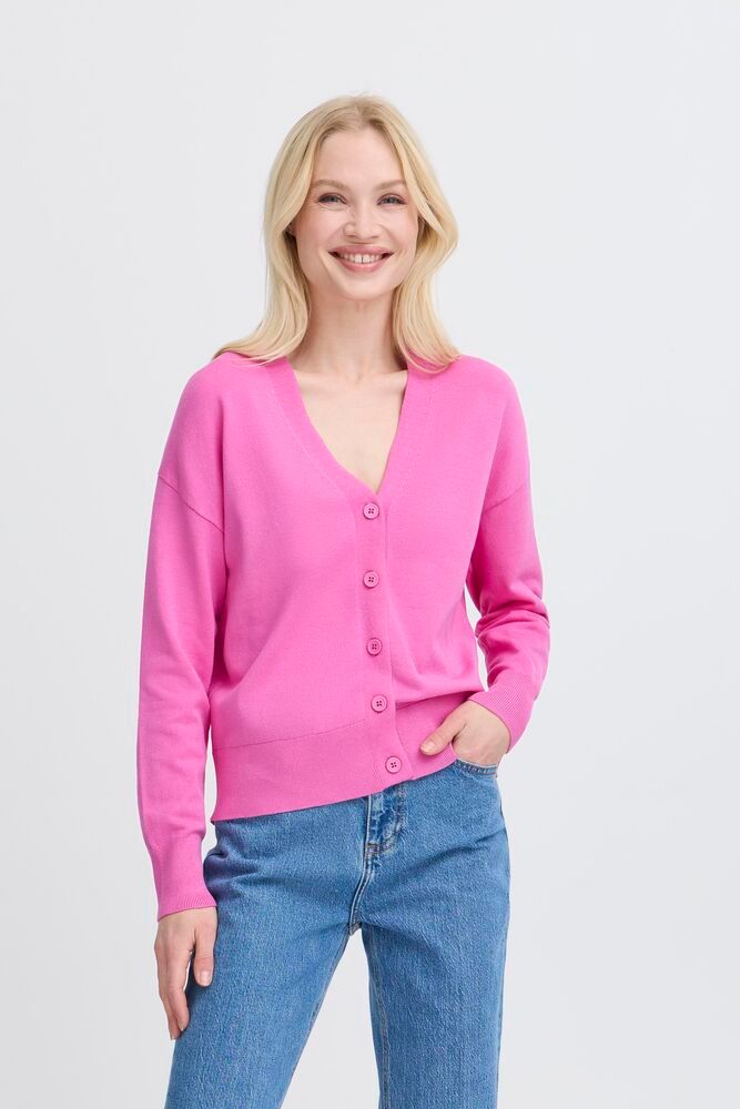 B.YOUNG Cardigan rosa e bottoni frontali