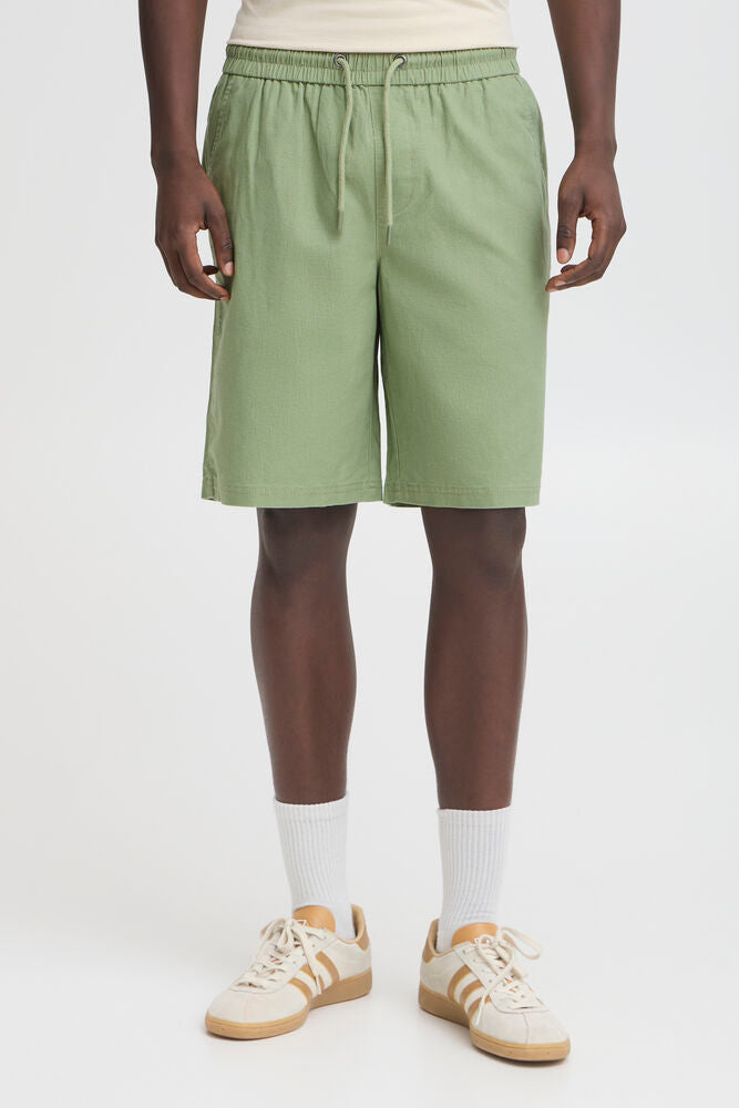 BLEND Bermuda misto lino con coulisse verde BLEND