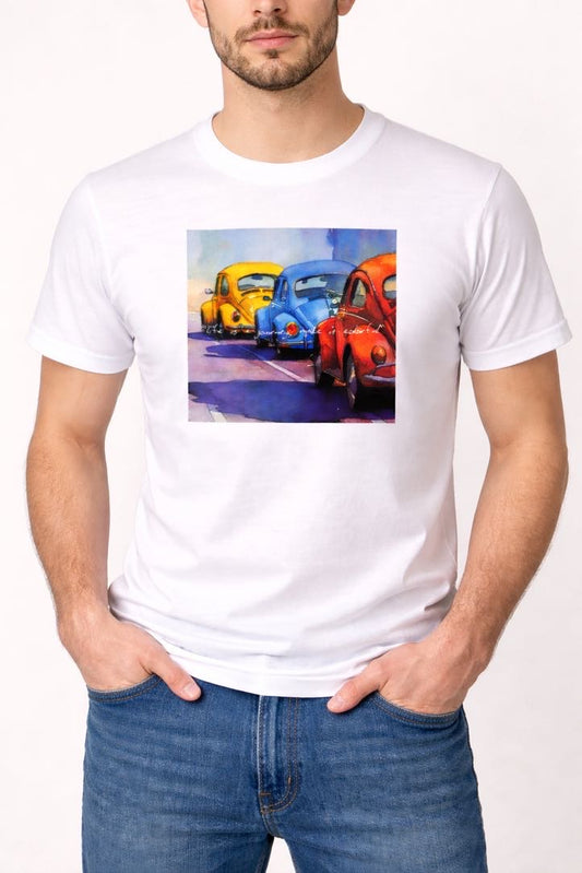 DROPIN T-shirt bianca con stampa macchine DROPIN