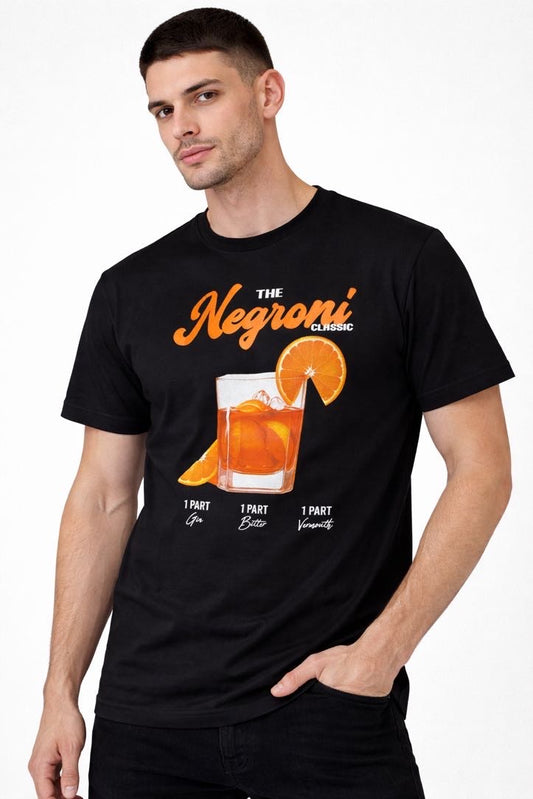DROPIN T-shirt nera con stampa Negroni DROPIN