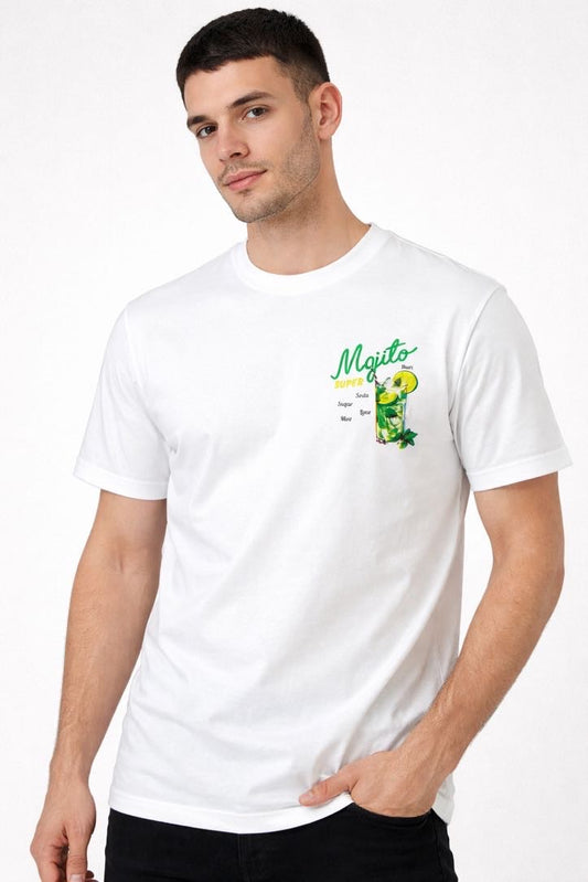 DROPIN T-shirt bianca con stampa Mojito DROPIN