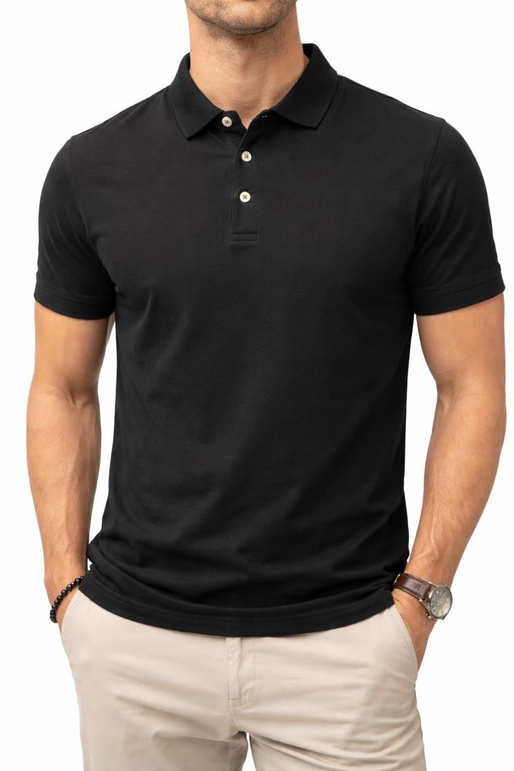 OVER-D Polo basica nera OVER-D