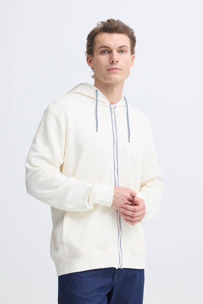 BLEND Felpa con cappuccio full zip bianca BLEND