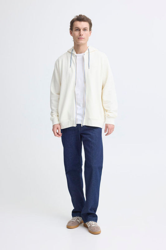 BLEND Felpa con cappuccio full zip bianca BLEND