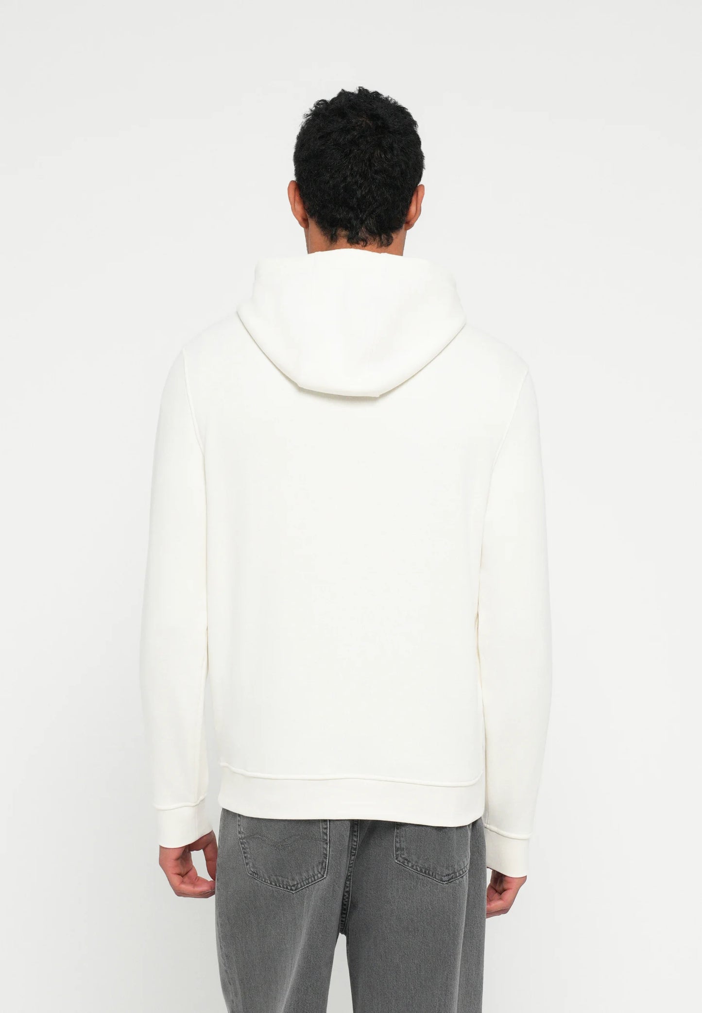GUESS Felpa cappuccio panna con logo piccolo