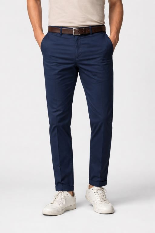 OVER-D Pantalone chino blu slim fit OVER-D