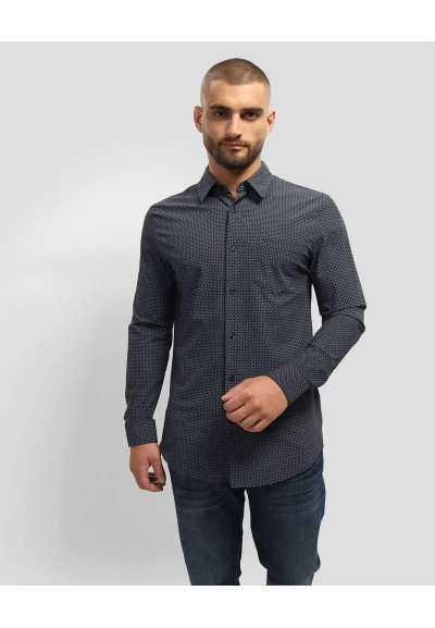 GUESS Camicia blu micro fantasia stretch GUESS