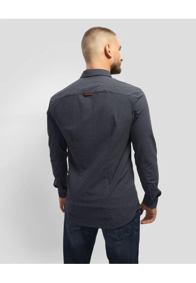 GUESS Camicia blu micro fantasia stretch GUESS