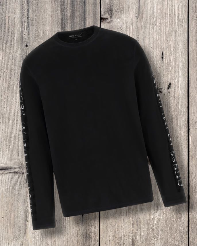 GUESS T-shirt nera manica lunga GUESS