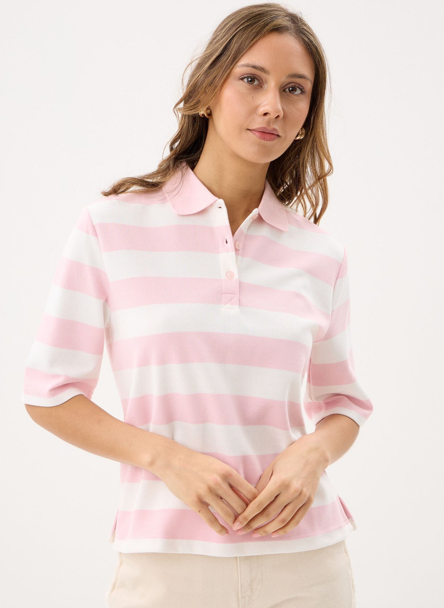 B.YOUNG Polo a righe rosa B.YOUNG
