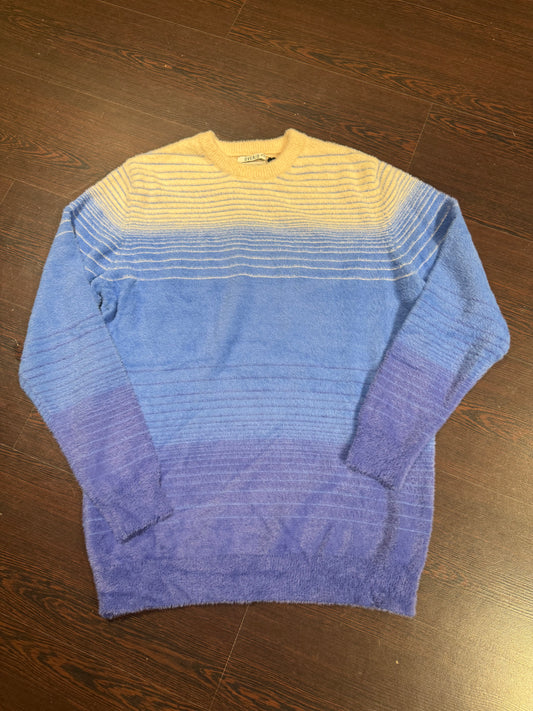 OVER-D Maglione girocollo a righe blu multicolor M59