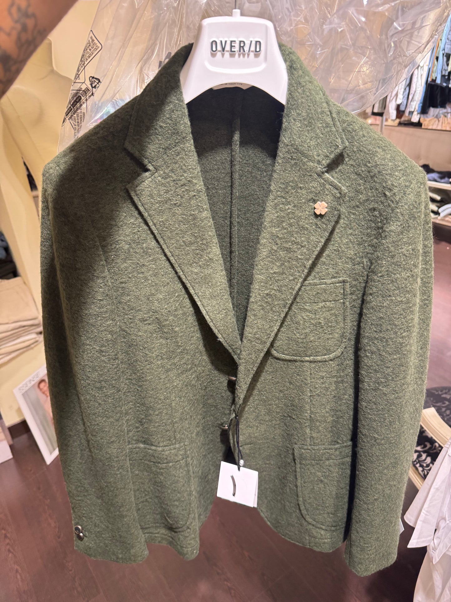 OVER-D Giacca due bottini taglio vivo cammello OVER-D