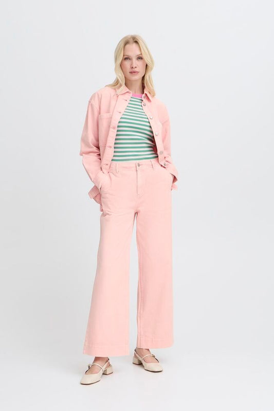 B.YOUNG Jeans gamba larga rosa cipria B.YOUNG