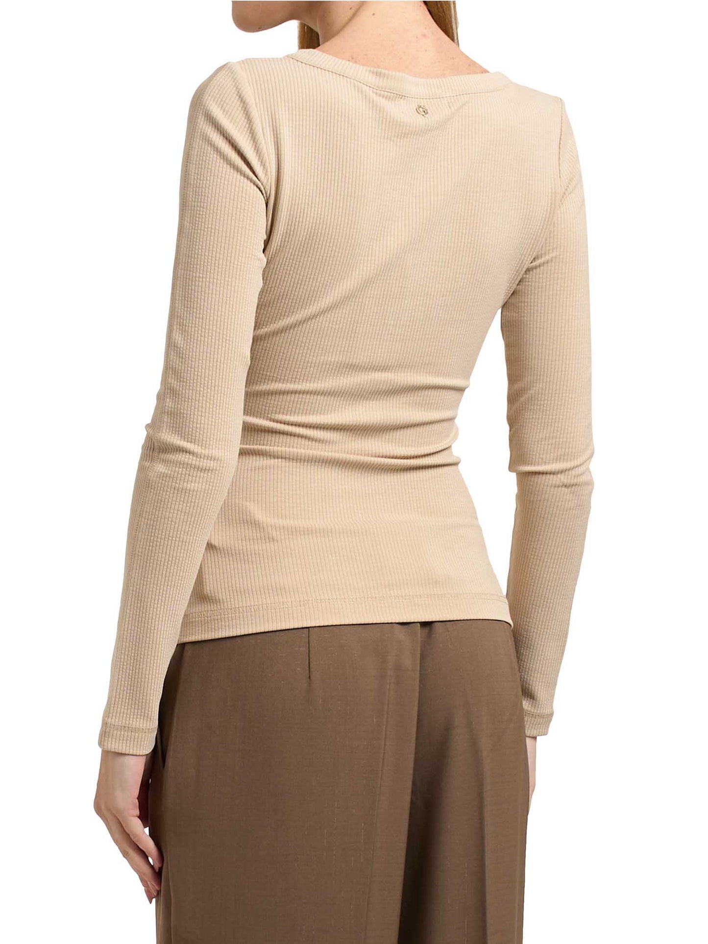 GUESS Maglia sabbia a costine con bottoni GUESS