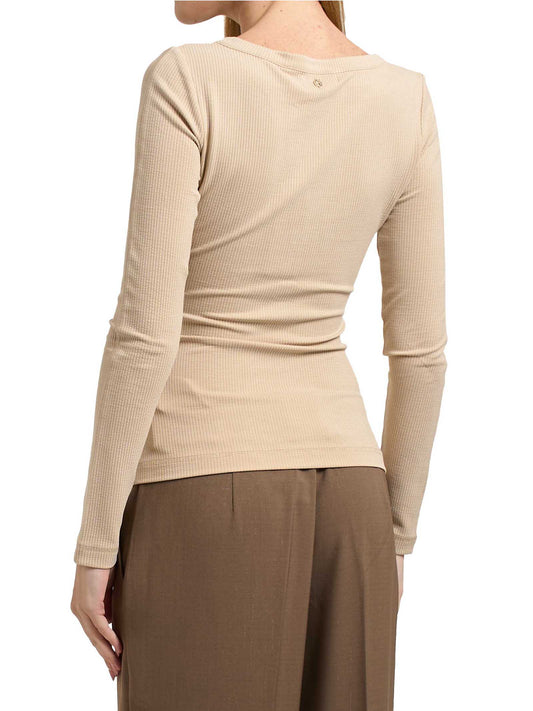 GUESS Maglia sabbia a costine con bottoni GUESS