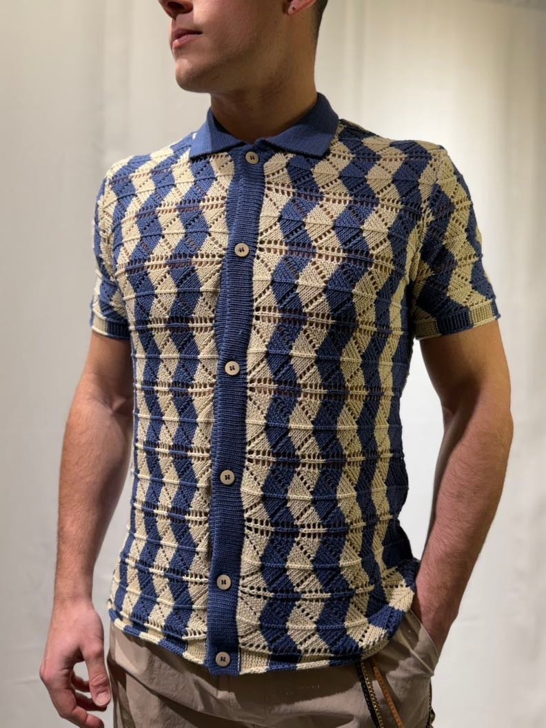 OVER-D Maglia blu aperta strutturata OVER-D