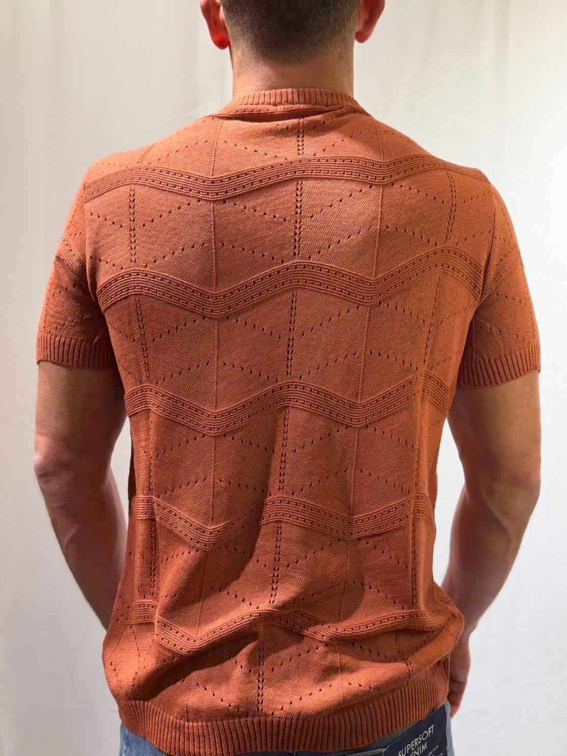 OVER-D Maglia paricollo cuoio strutturata