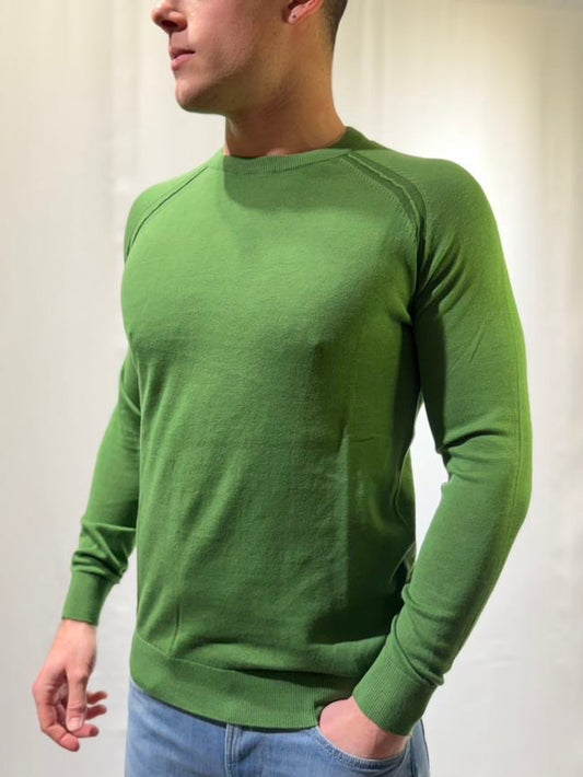 OVER-D Maglioncino girocollo verde pino OVER-D