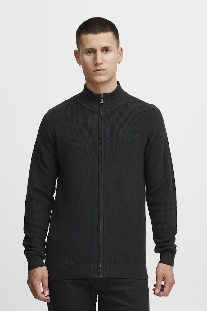 BLEND Maglia full-zip nera a collo alto BLEND