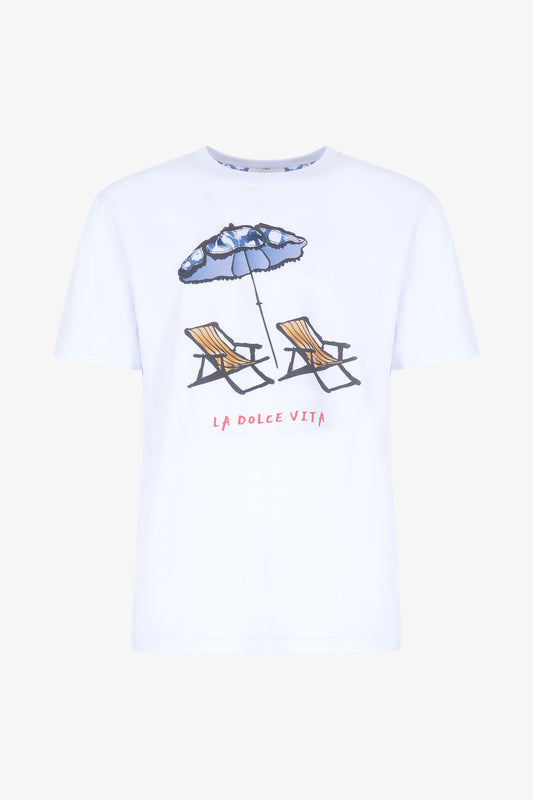 OVER-D T-shirt bianca con stampa la dolce vita OVER-D
