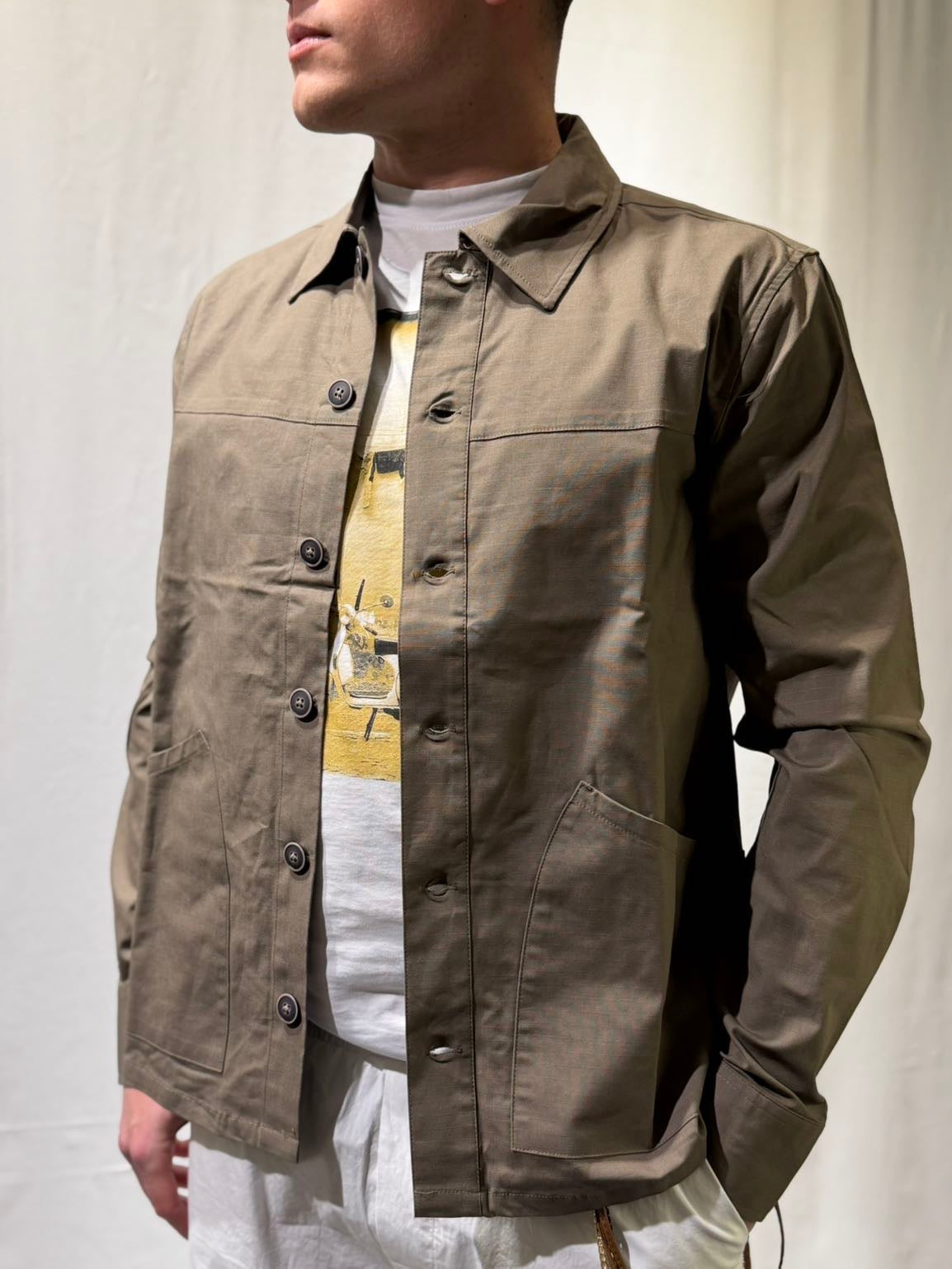 SOLID Overshirt tortora con bottoni SOLID