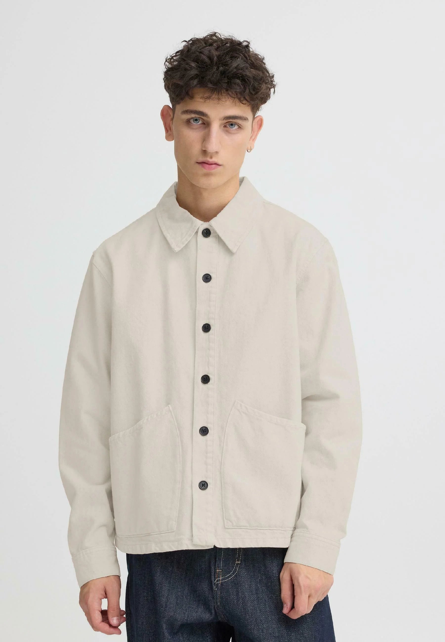 SOLID Overshirt beige chiaro con bottoni SOLID