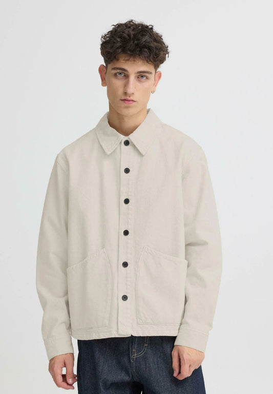 SOLID Overshirt beige chiaro con bottoni SOLID
