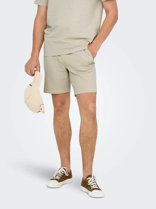 BERMUDA ONLY&SONS ONSKIAN LIFE REG SEERSUCKER BEIGE 22029752
