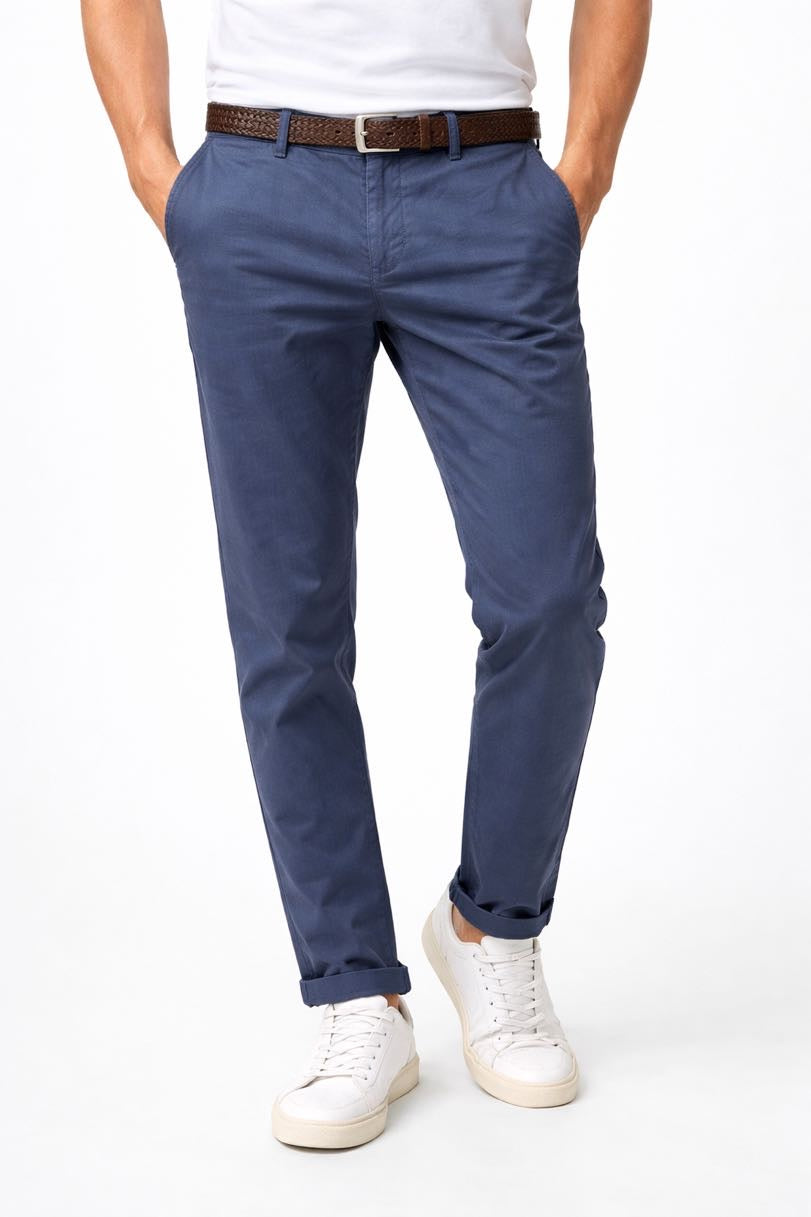 OVER-D Pantalone chino blu slim fit OVER-D