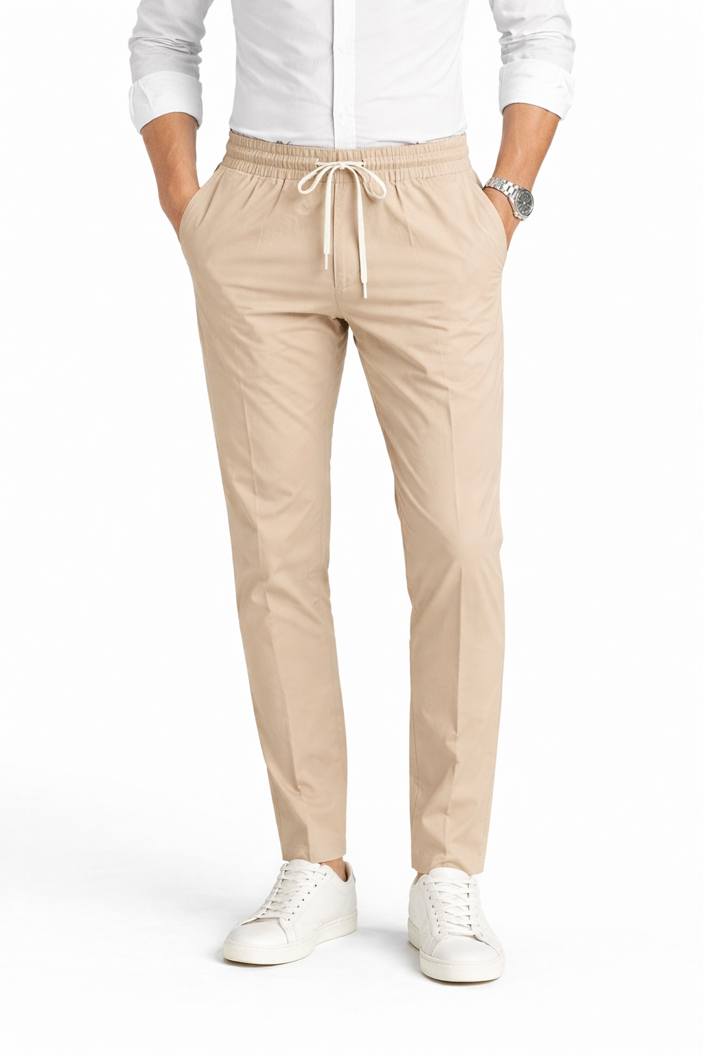 OVER-D Pantalone beige slim fit con coulisse OVER-D