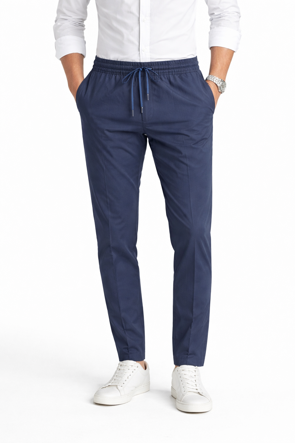 OVER-D Pantalone blu slim fit con coulisse OVER-D