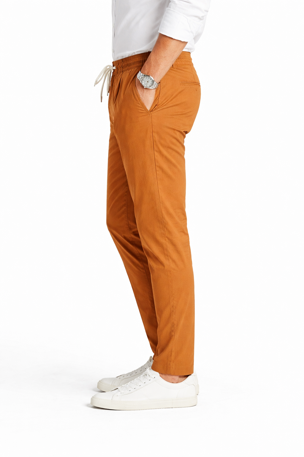 OVER-D Pantalone cuoio slim fit con coulisse