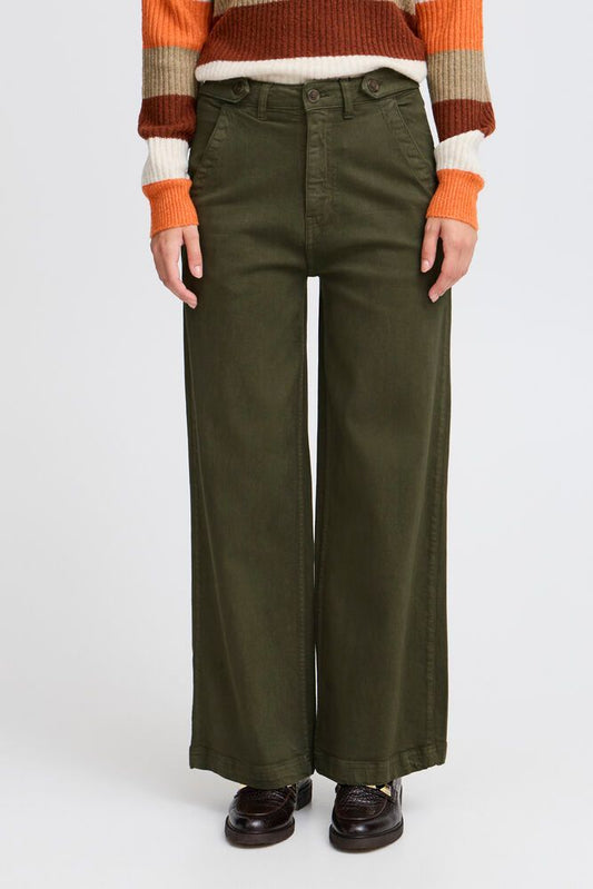 B.YOUNG Pantalone palazzo verde