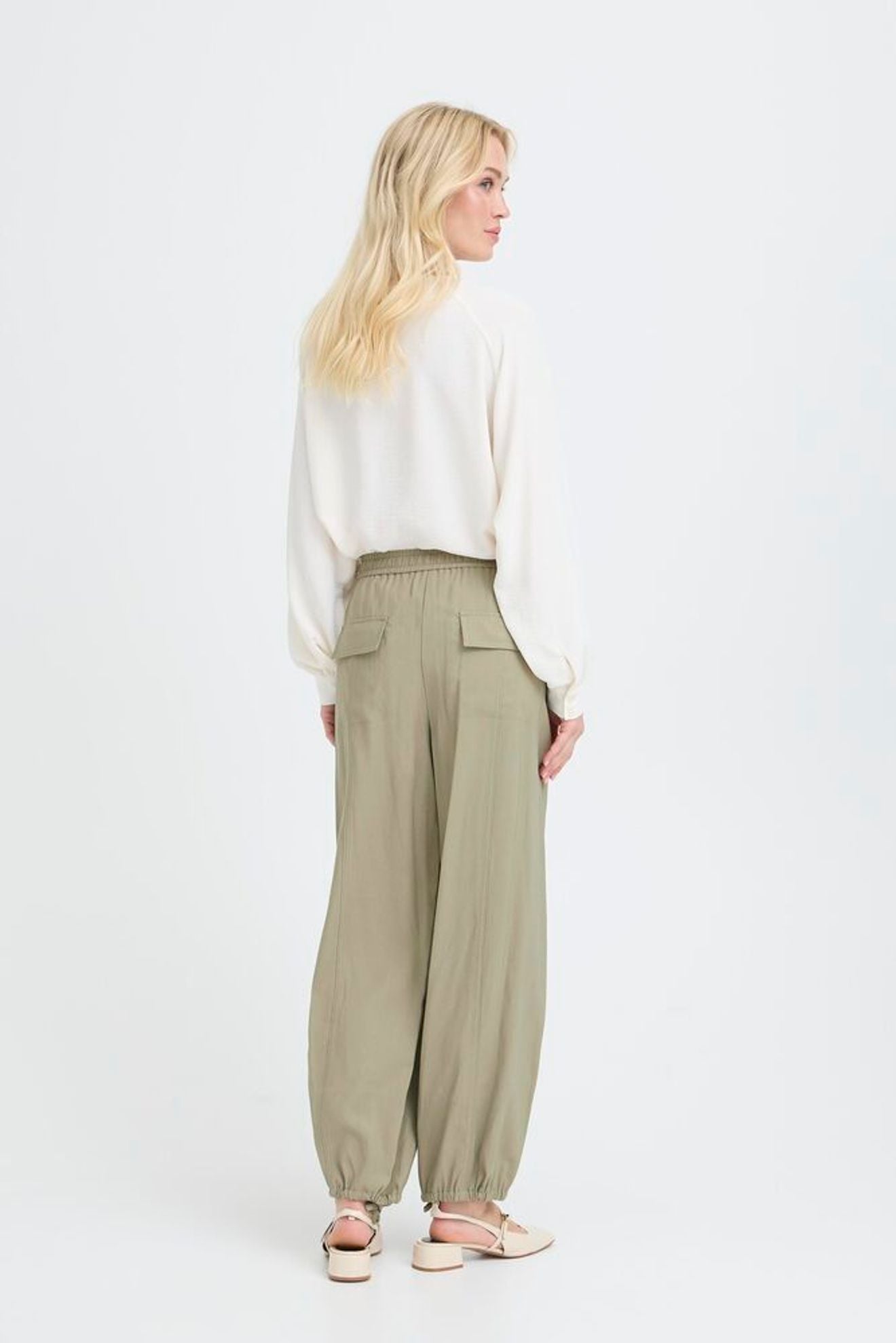 B.YOUNG Pantalone palazzo morbido verde salvia B.YOUNG