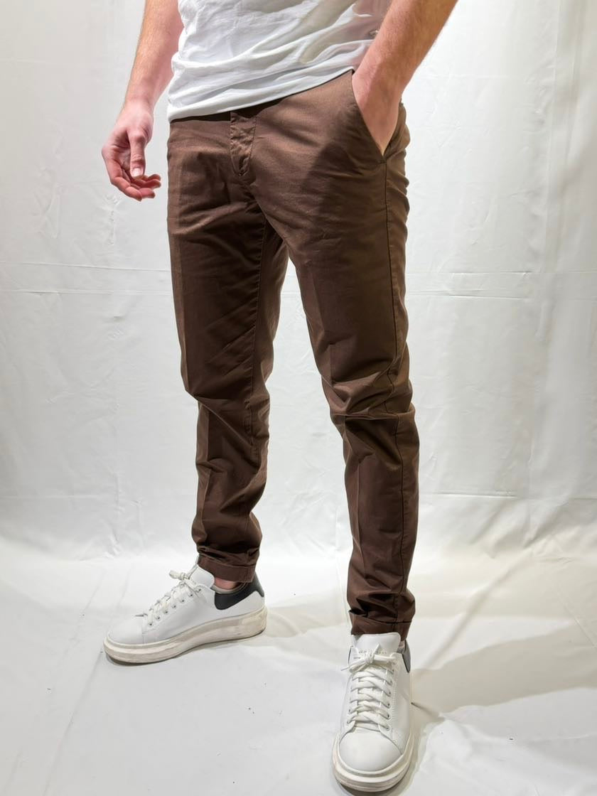 OVER-D Pantalone chino coccio slim fit OVER-D