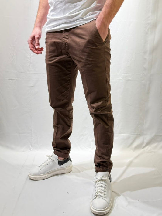 OVER-D Pantalone chino coccio slim fit OVER-D