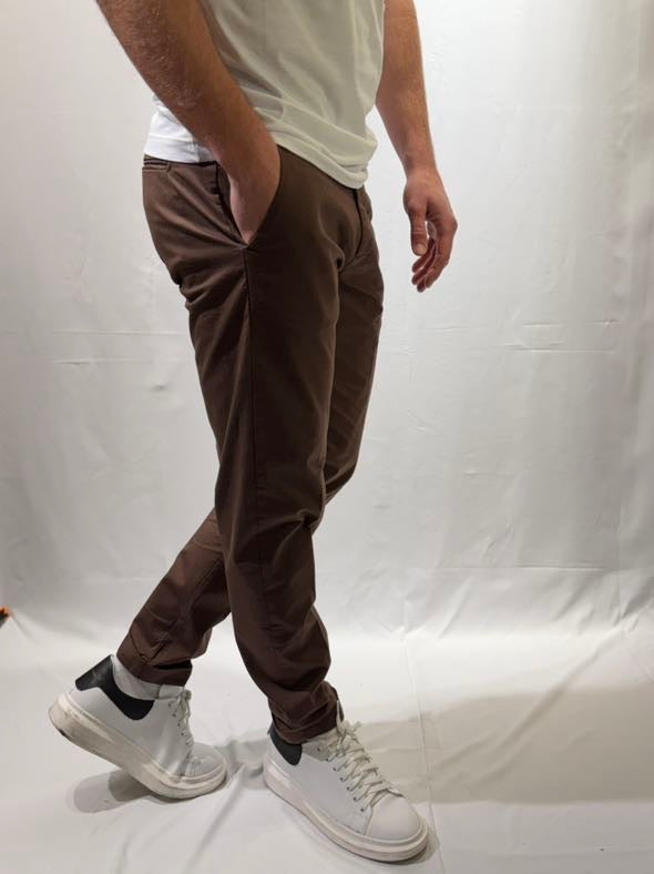 OVER-D Pantalone chino coccio slim fit OVER-D