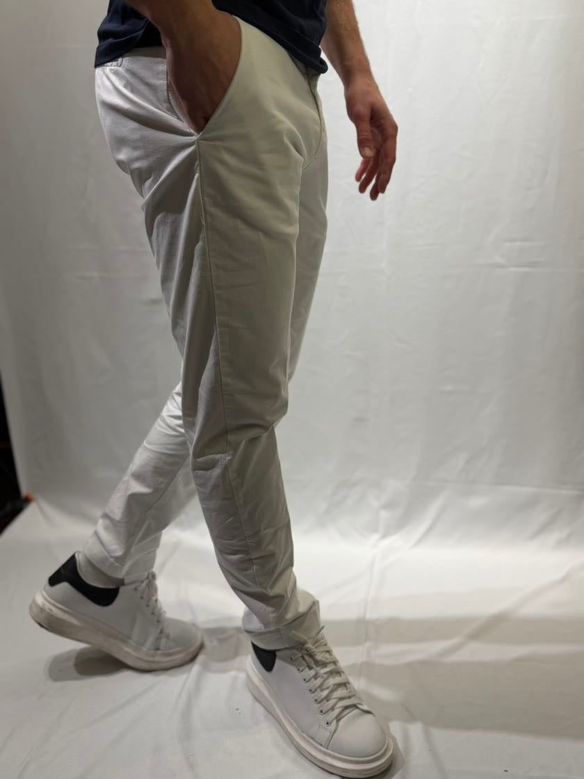 OVER-D Pantalone chino bianco slim fit