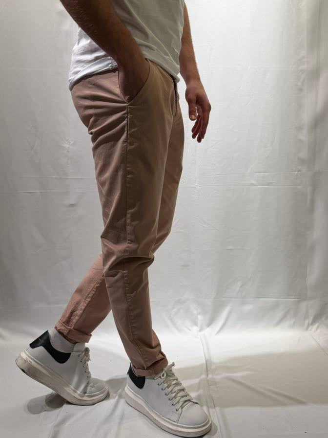 OVER-D Pantalone rosa con pince tapered fit OVER-D