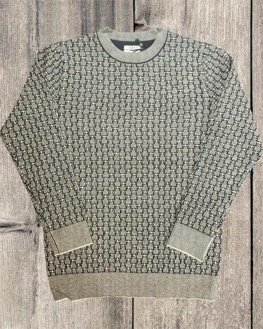 OVER-D Maglione girocollo fantasia bianco e nero M69