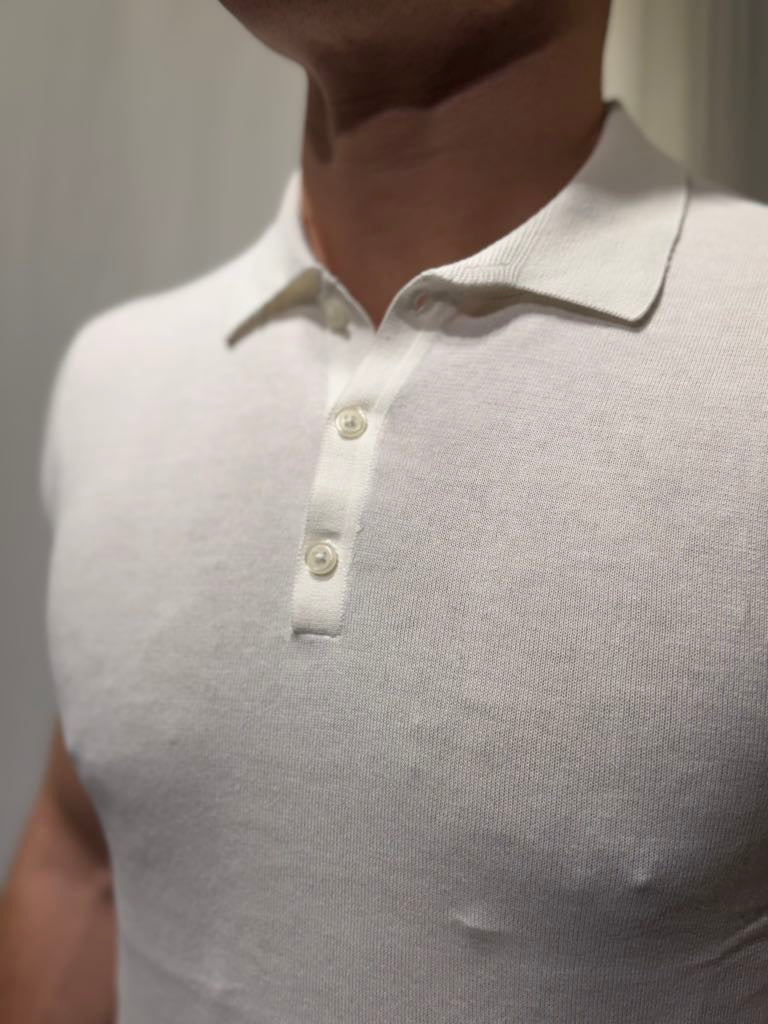 OVER-D Polo basica in filo bianca OVER-D