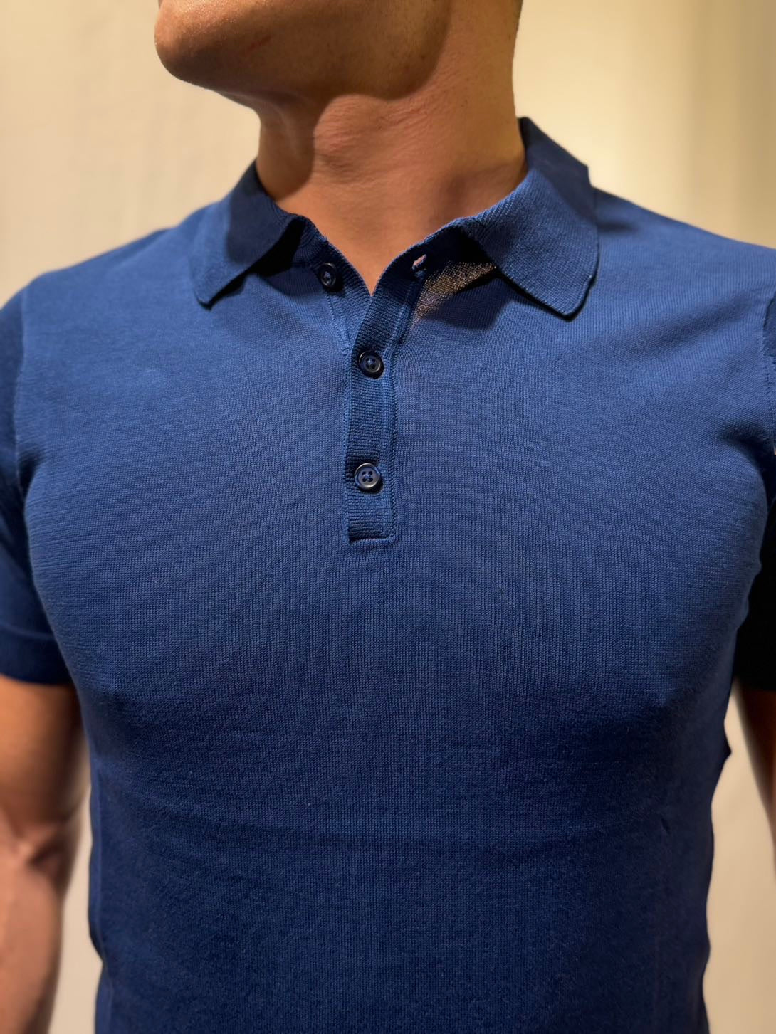 OVER-D Polo basica in filo blu OVER-D