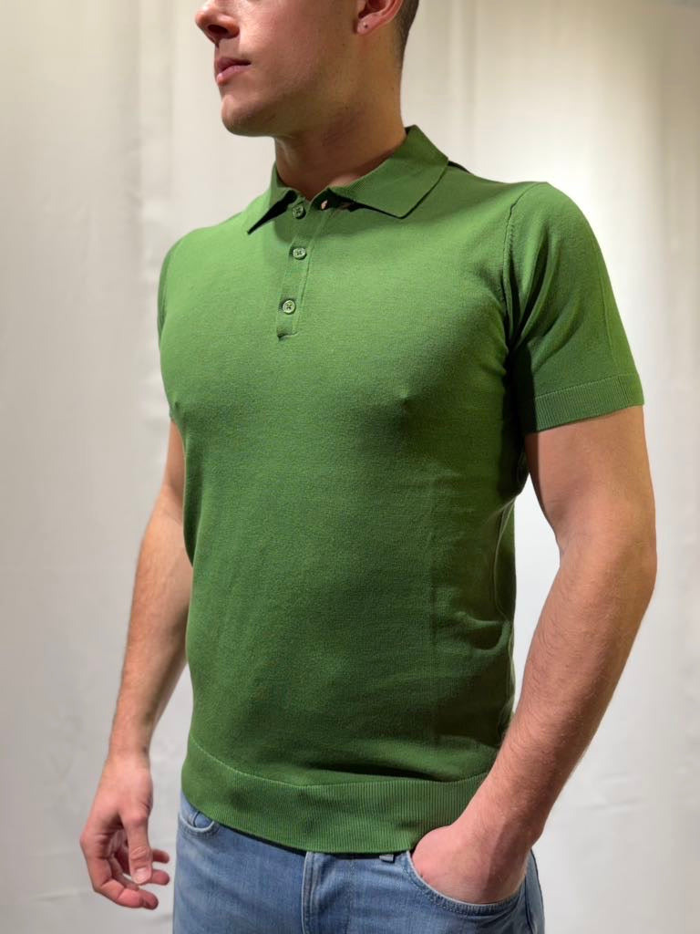 OVER-D Polo basica in filo verde pino OVER-D