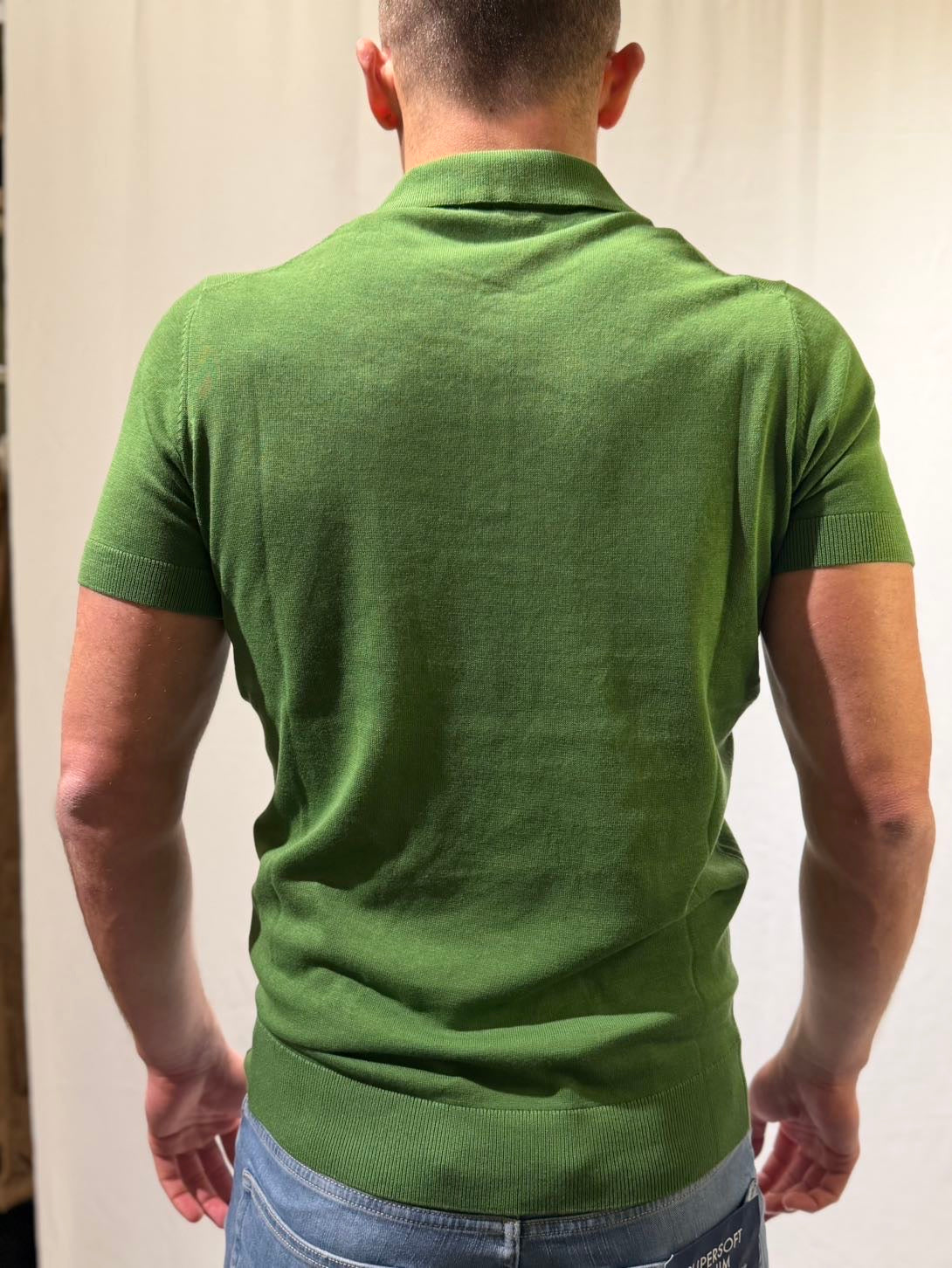 OVER-D Polo basica in filo verde pino OVER-D