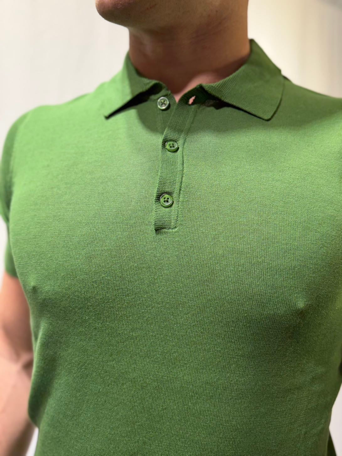 OVER-D Polo basica in filo verde pino OVER-D