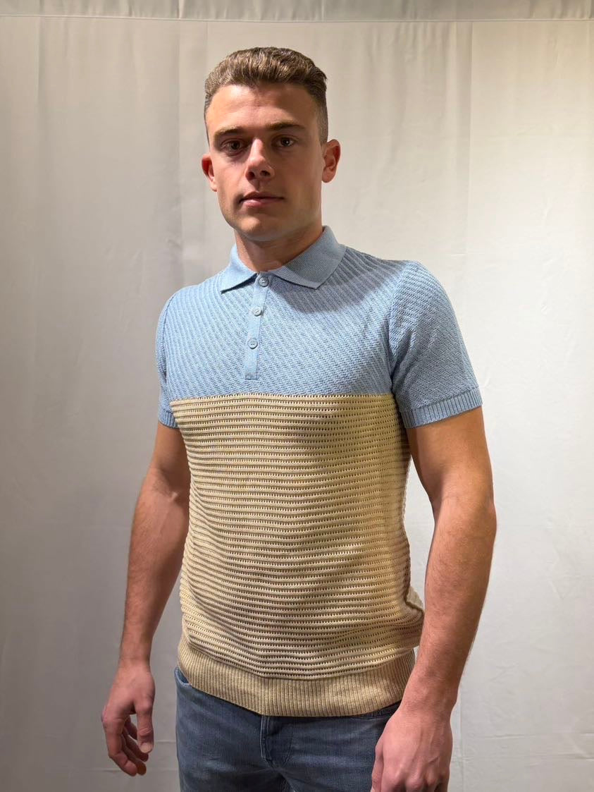 OVER-D Polo strutturata celeste OVER-D