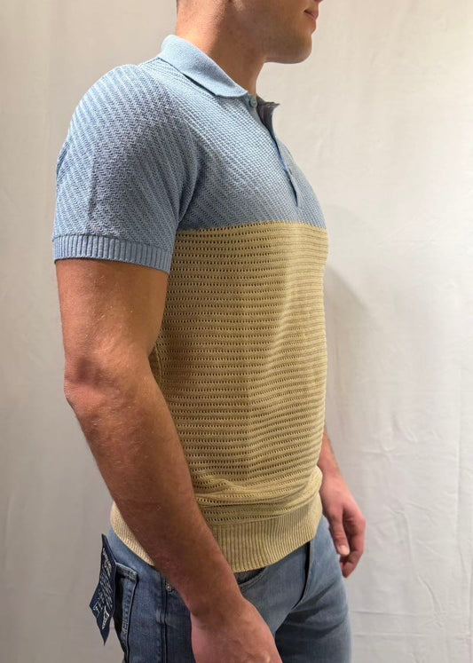 OVER-D Polo strutturata celeste