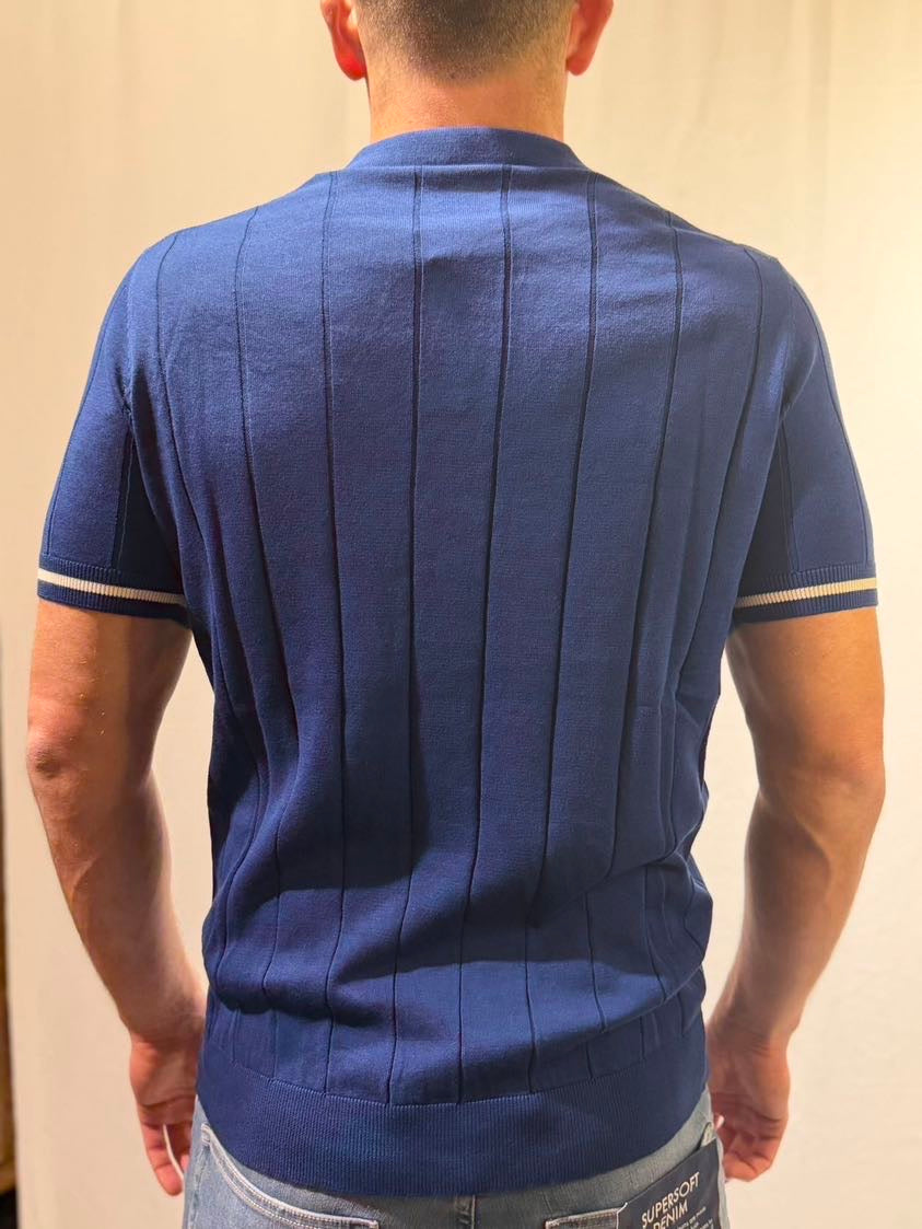 OVER-D Polo derby in filo blu
